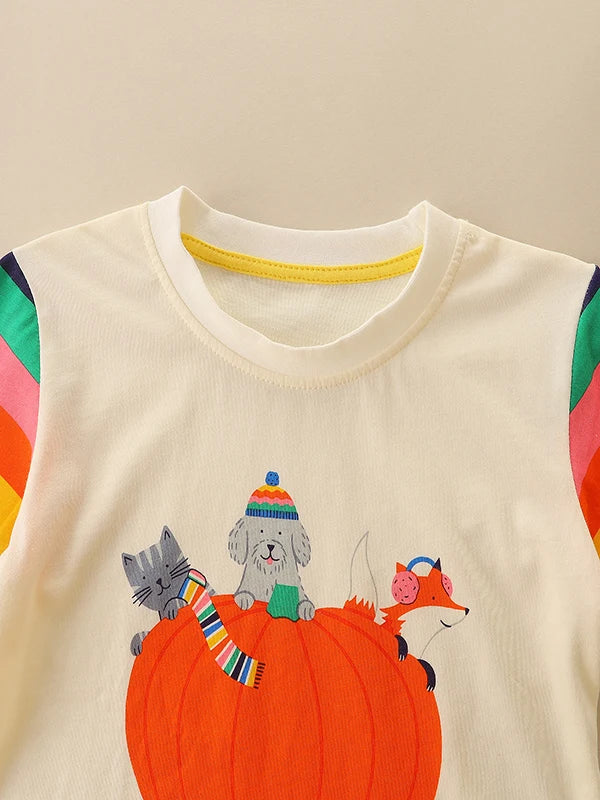 Kids Boys Cartoon Pumpkin Design Cotton T-shirt childrensterritory