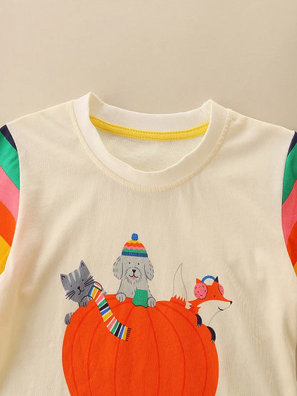 Kids Boys Cartoon Pumpkin Design Cotton T-shirt childrensterritory