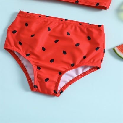 Watermelon Seeds Print Kid Girl Ruffle Bikini Set childrensterritory