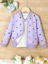 Kids Girls Colorful Love Print Zipper Jacket For Fall childrensterritory