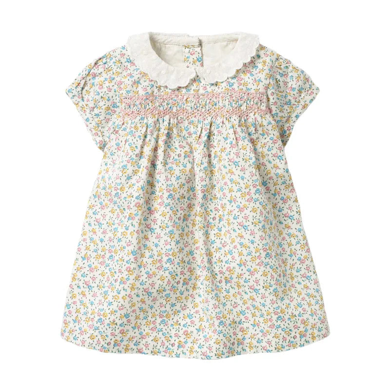 Girls Half Sleeves Floral Printed Casual Summer Dresses