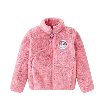 Little Girls and Boys Solid Color Plush Warm Zipper Outerwear childrensterritory