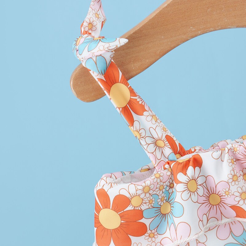Kids/Baby Girls Floral Sleeveless Ruffle Swim Suit childrensterritory