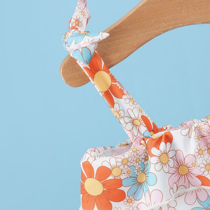Kids/Baby Girls Floral Sleeveless Ruffle Swim Suit childrensterritory