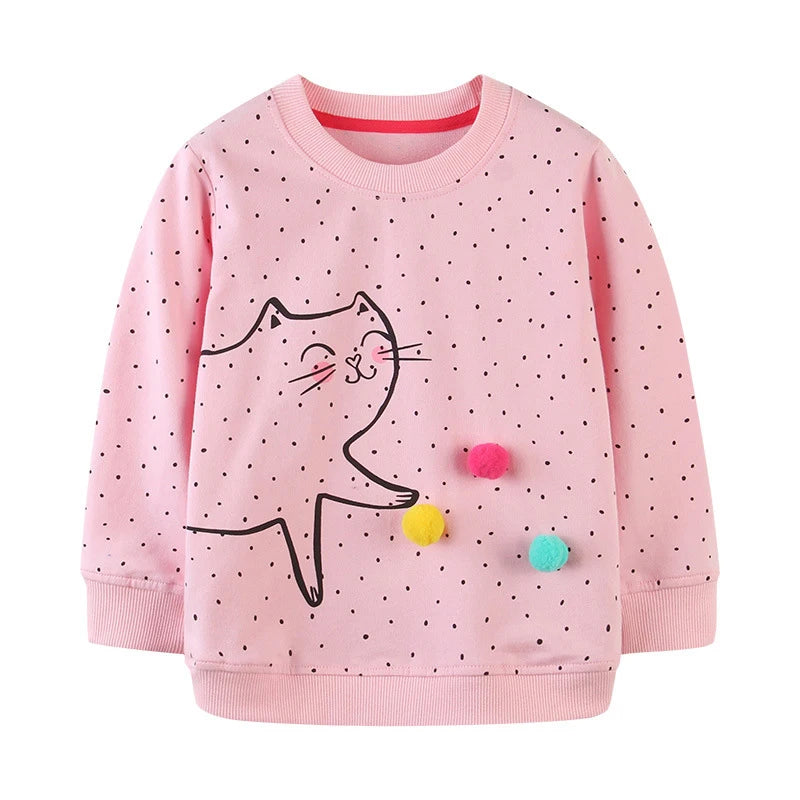 Cartoon Animal Design Little Girls Cotton Sweatshirts for Winter childrensterritory