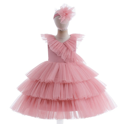 Kids Girls Fluffy Tiered Tulle Bridesmaid Party Dresses childrensterritory