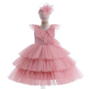 Kids Girls Fluffy Tiered Tulle Bridesmaid Party Dresses childrensterritory