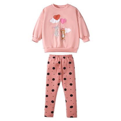 Girls Mouse Cartoon Print Casual Clothing Sets childrensterritory