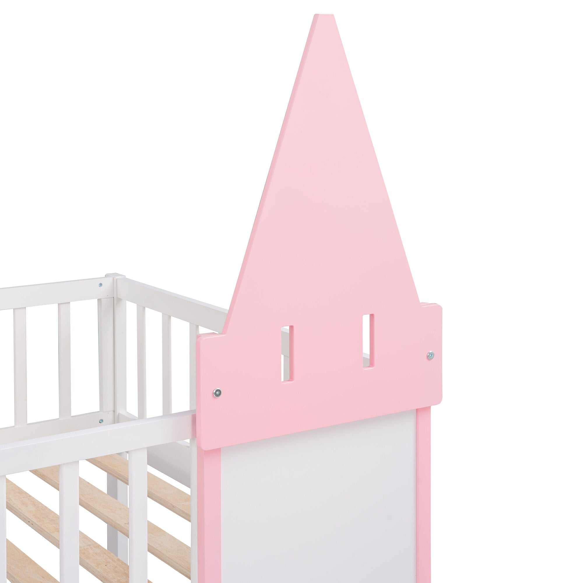 Twin Over Twin Castle Bunk Bed with Ladder childrensterritory