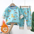 Baby/Kids Thick Warm Cartoon Print Pajamas Set