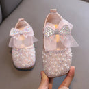 Single Pearl Shallow Kids Girls Bowknot Shoes