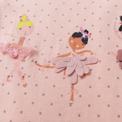 Little Girls Cartoon Ballet Design Summer Tracksuit Sets childrensterritory