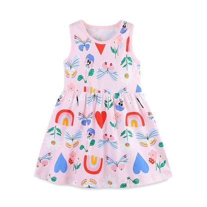 Kids Girls Cartoon Print Cotton Princess Dress childrensterritory