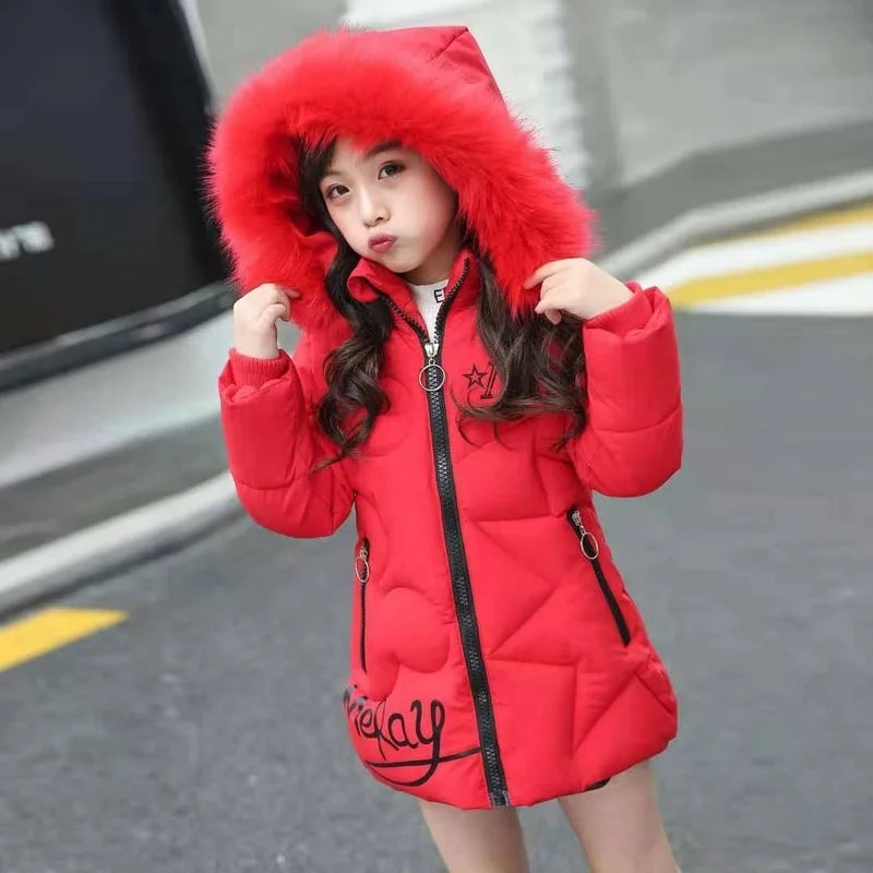 Kids Girls Winter Thick Hooded Parka Jackets childrensterritory