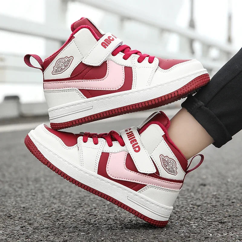 Warm Plush High-Top Kids Sports Sneakers