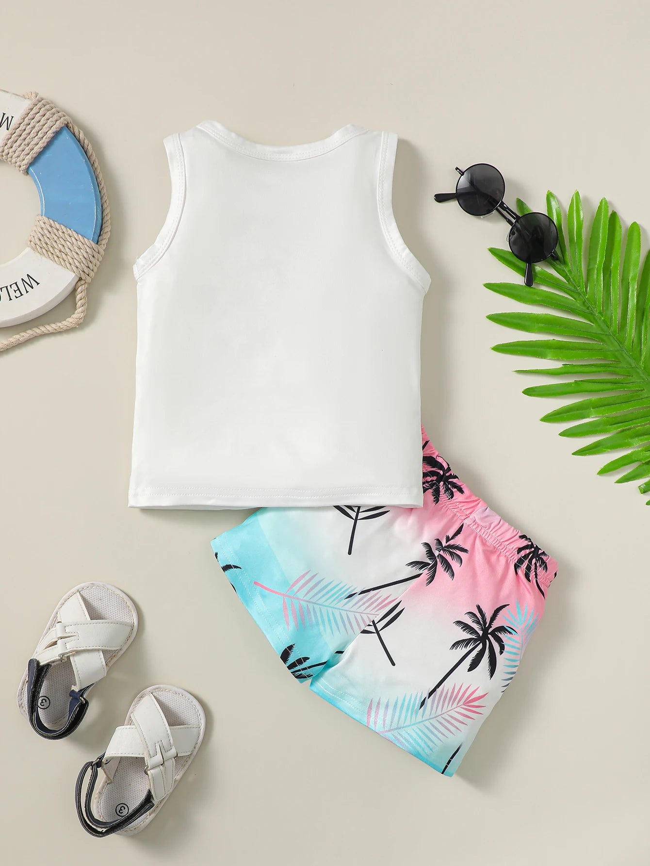 Baby Boys Coconut Tree Printed Vacation Style Clothing Set childrensterritory