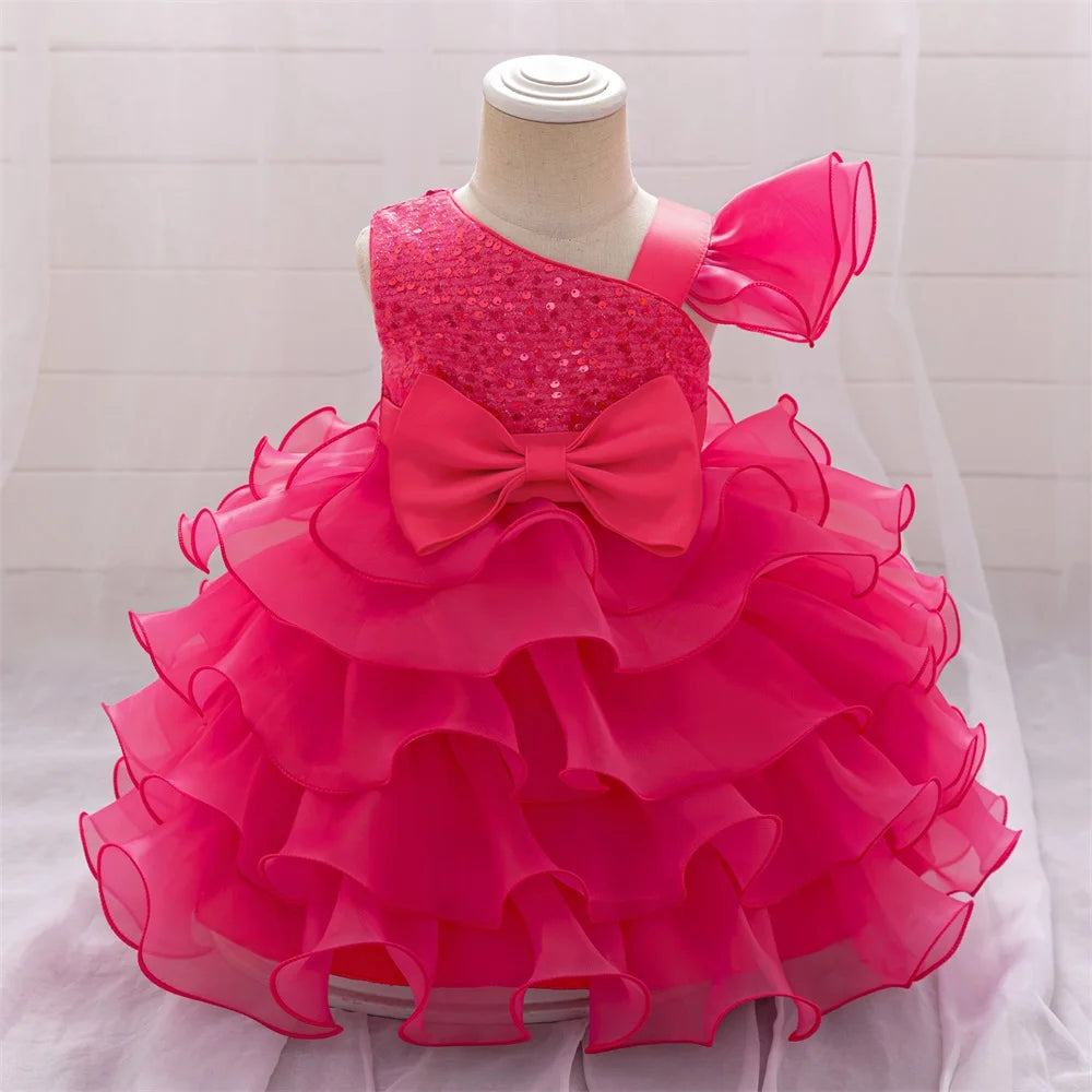 Toddler Girls Sequin Cake Design Summer Birthday Dresses
