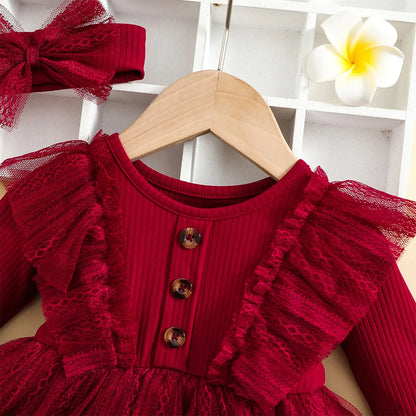 Baby Girls’ Winter Outfits with Delicate Lace Design childrensterritory
