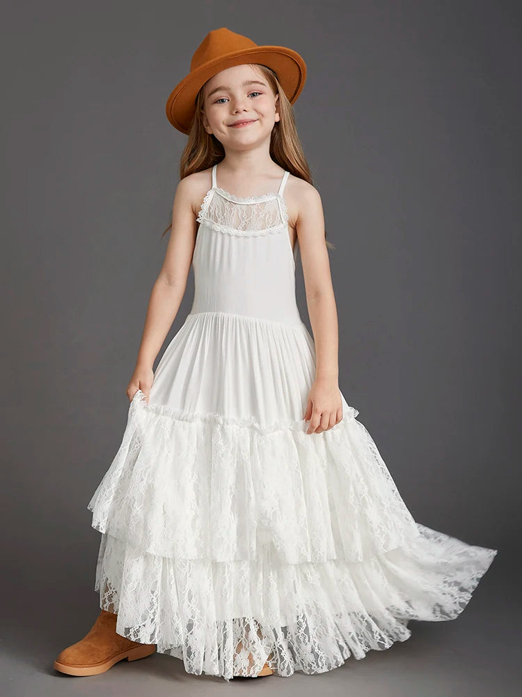 Girls Sleeveless Long Princess Dresses childrensterritory