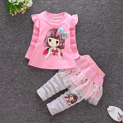 Baby Girls Cute Cartoon Print Sweatshirts + Pants Tracksuit Sets childrensterritory