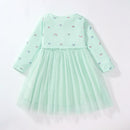 Long Sleeves Rainbow Design Girls Mesh Dress childrensterritory