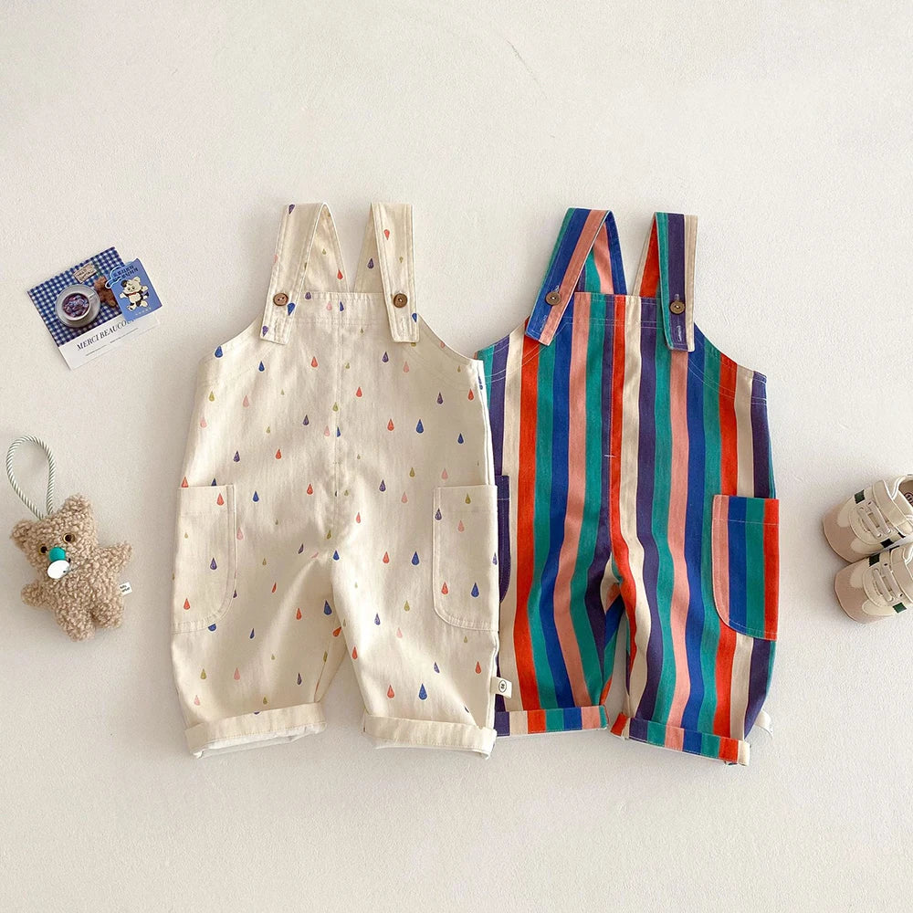 Toddler Boys and Girls Polka Dot and Striped Design Jumpsuits