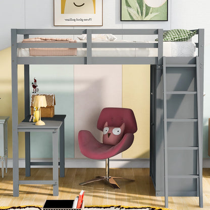 Loft Bed Made of Wood with Desk and Wardrobe for Bedroom childrensterritory