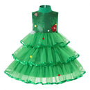 Kids Girls Xmas Cosplay Green Party Dress childrensterritory