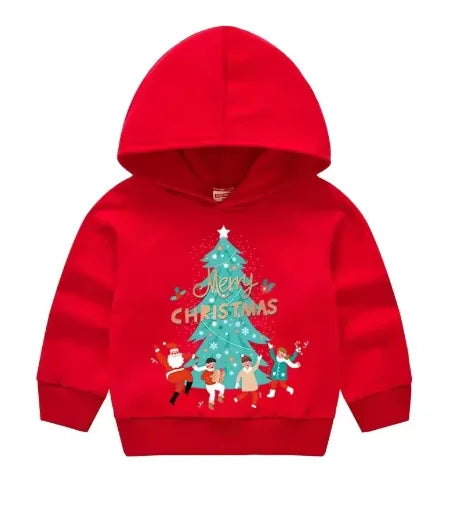 Kids’ Long-Sleeve Christmas-Print Hoodie Sweater