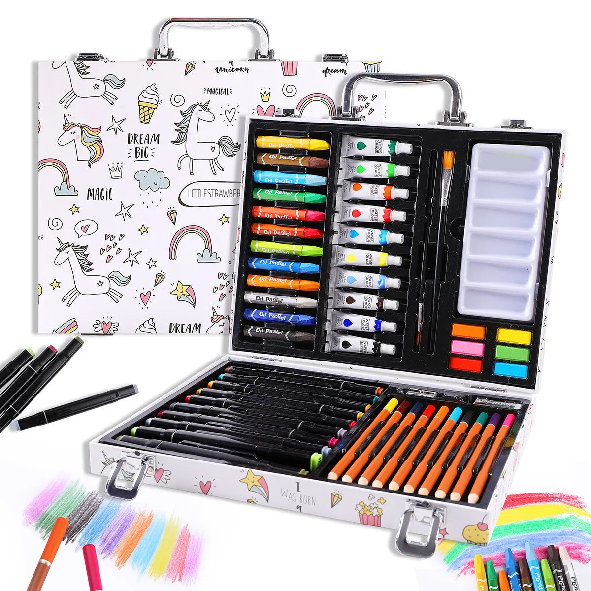 Kids 53 pcs DIY Art Painting Brush Set with Markers
