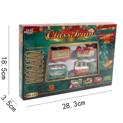 Electric Christmas Train Toy Set with Light Sound for Kids