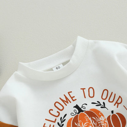 Baby Girl/Boy Letters Pumpkin Print Halloween Bodysuit