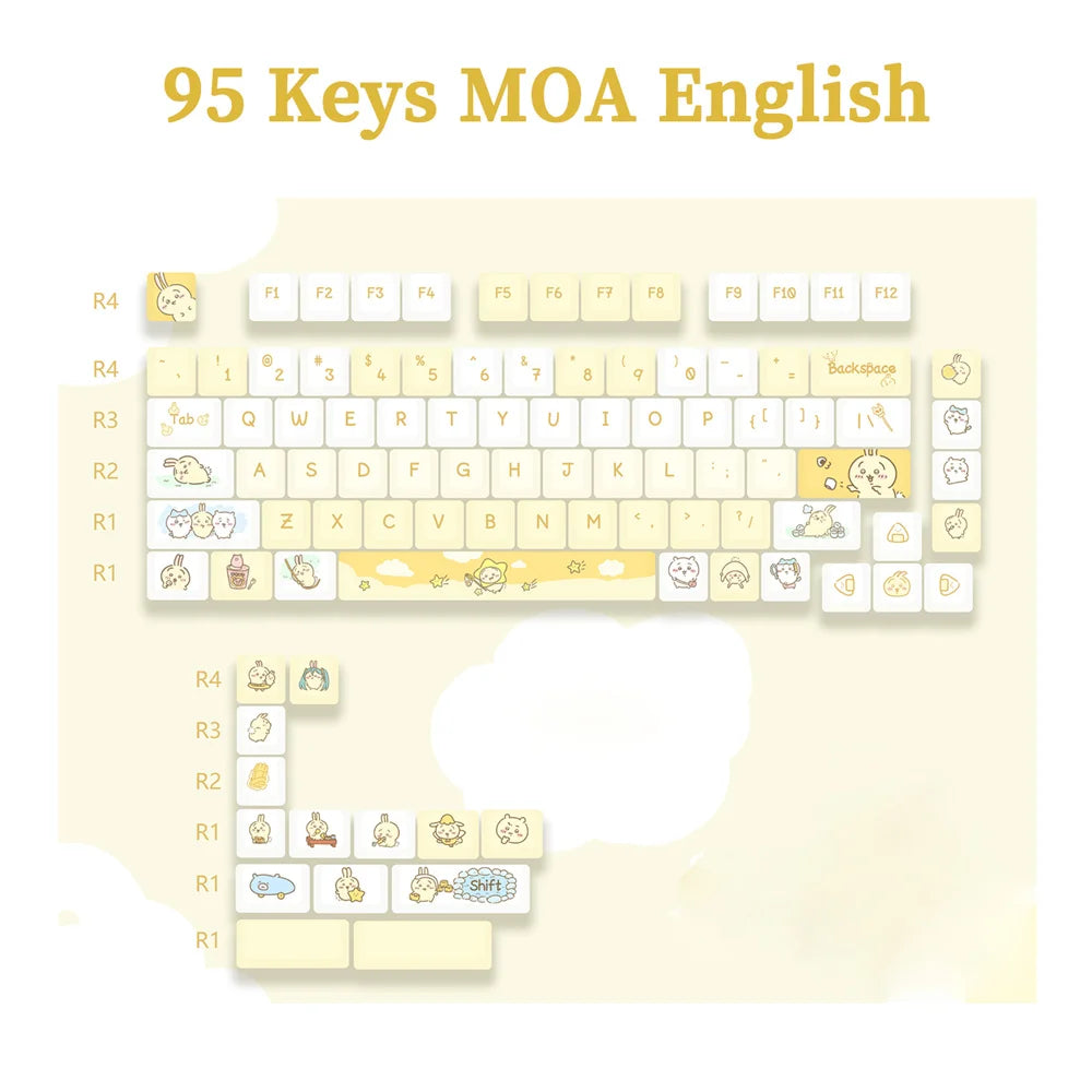 Dessert Cat Theme 95 Keycaps Kit for Mechanical Keyboard childrensterritory