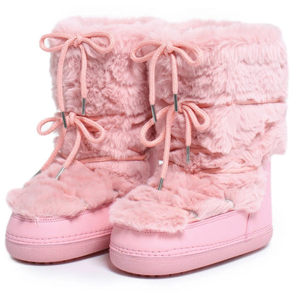 Fluffy Faux Fur Middle Calf Platform Snow Boots for Women childrensterritory