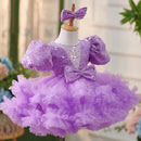 Organza Fluffy Red Sequined Baby/Kids Girl Dress for Photoshoot