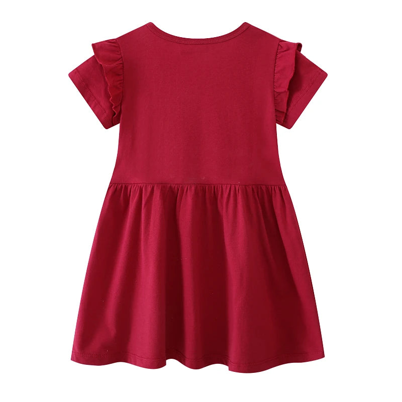 Little Girls Cartoon Flowers Rabbits Embroidered Dresses childrensterritory
