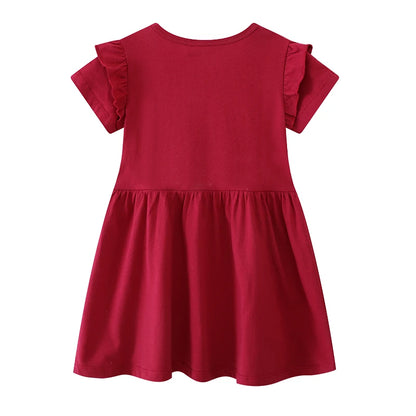 Little Girls Cartoon Flowers Rabbits Embroidered Dresses childrensterritory