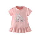 Kids Girls Cartoon Design Cotton Summer Tees/Tops childrensterritory