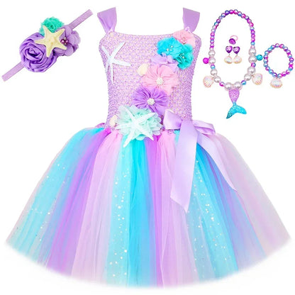 Girls Mermaid Style Tutu Princess Birthday/Halloween Party Dresses