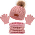 Toddler 3Pcs Cute Pompom Knitted Hats Scarf Gloves Set childrensterritory