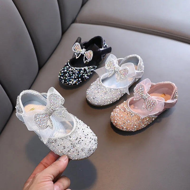 Little Girls Rhinestone Bowknot Design Party Shoes