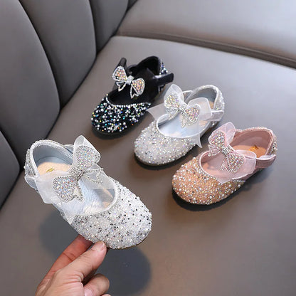 Little Girls Rhinestone Bowknot Design Party Shoes