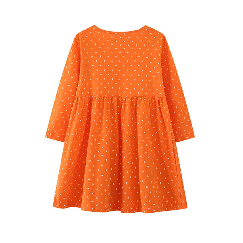 Rainbow Print Kids Girls Party Dresses for Autumn