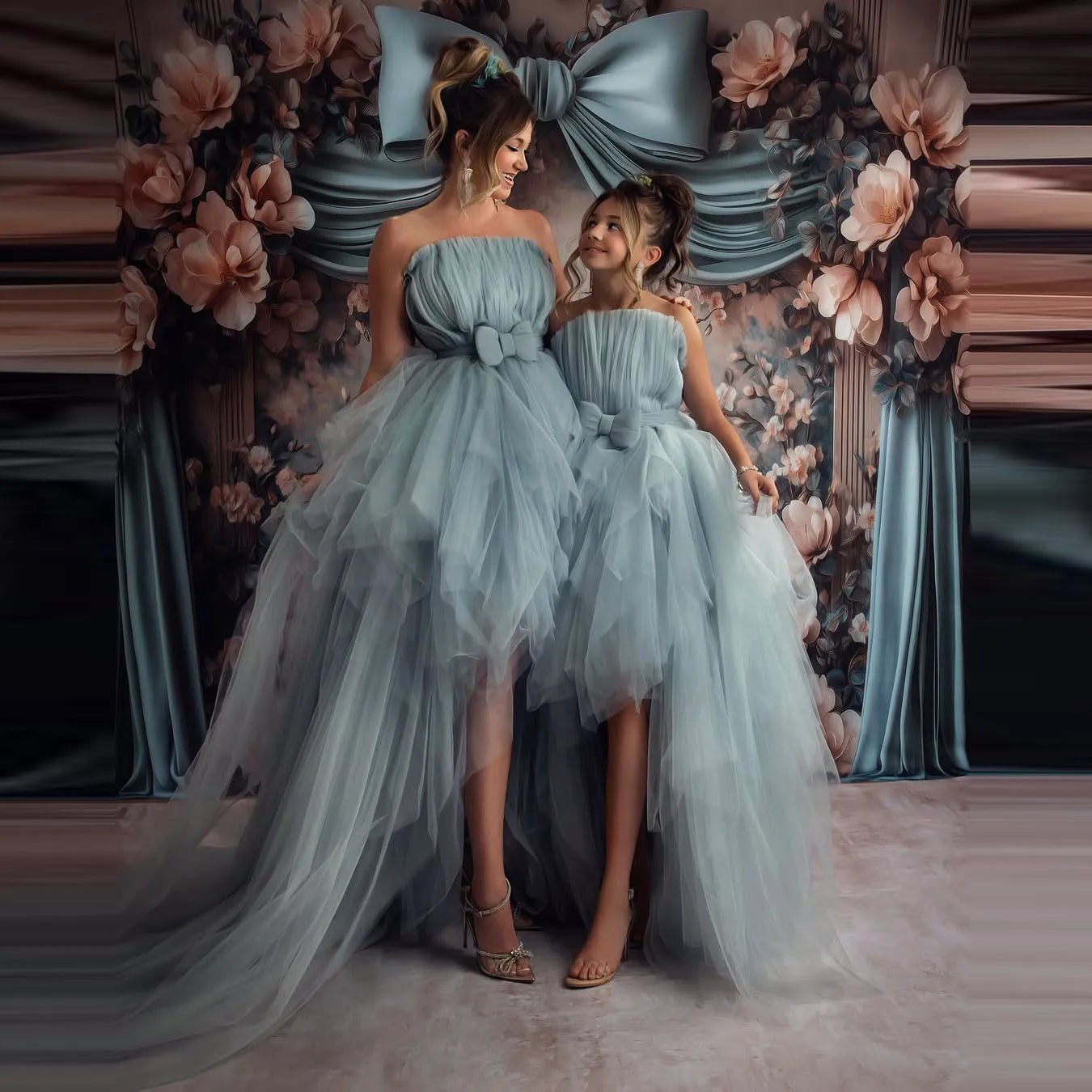 Formal Lace Design Mother Daughter Party Dresses