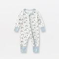 Baby Printed Bamboo Fiber Long Sleeve Zipper Sleepwear