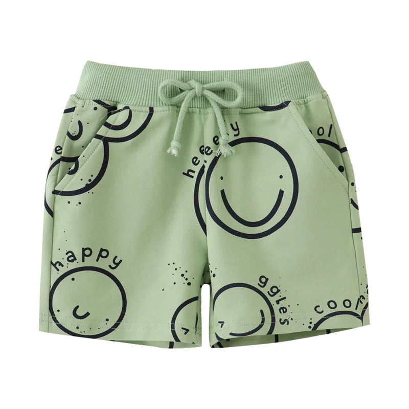 Cartoon Print Summer Drawstring Shorts For Boys Girls