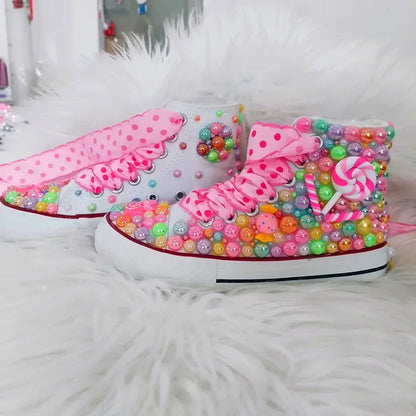 Mother-Daughter Matching Handmade Rhinestones Bling Sneakers