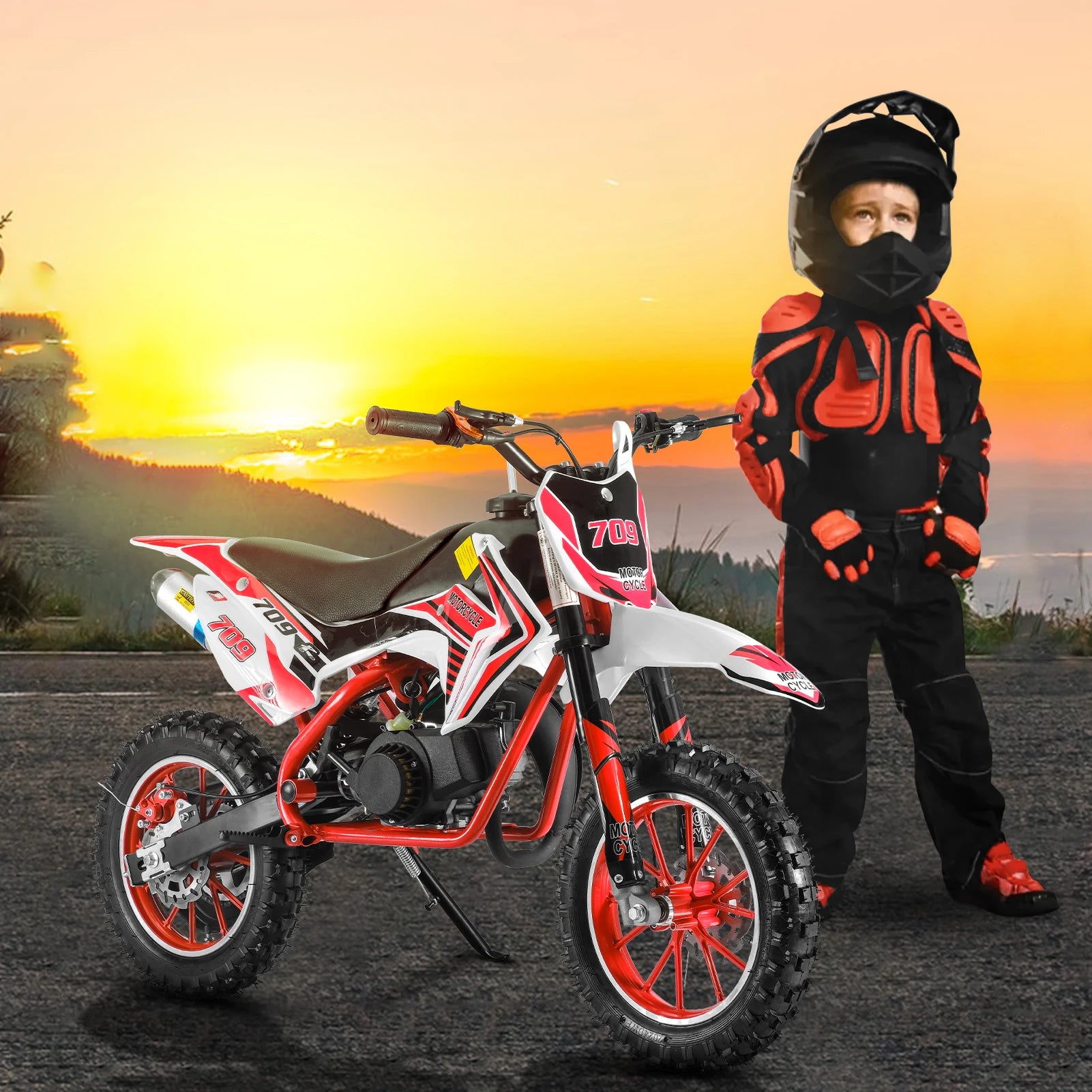 Off-road Mini Motorcycle for Kids with Front and Rear Disc Brakes