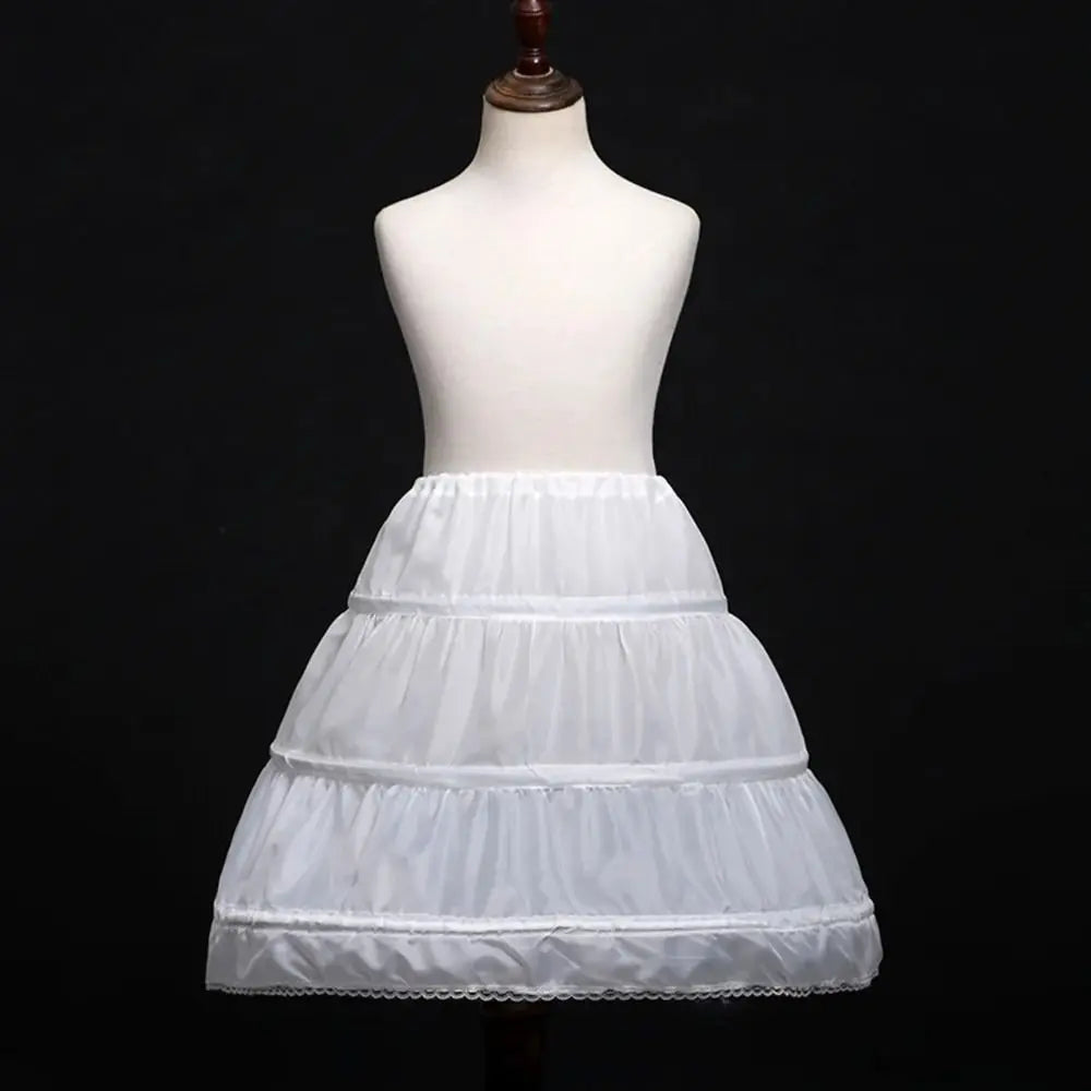 Kids Girls Lace Design 3 Hoops Underskirt for Dresses