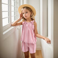 Girls Striped Pattern Vest and Shorts Set For Summer childrensterritory